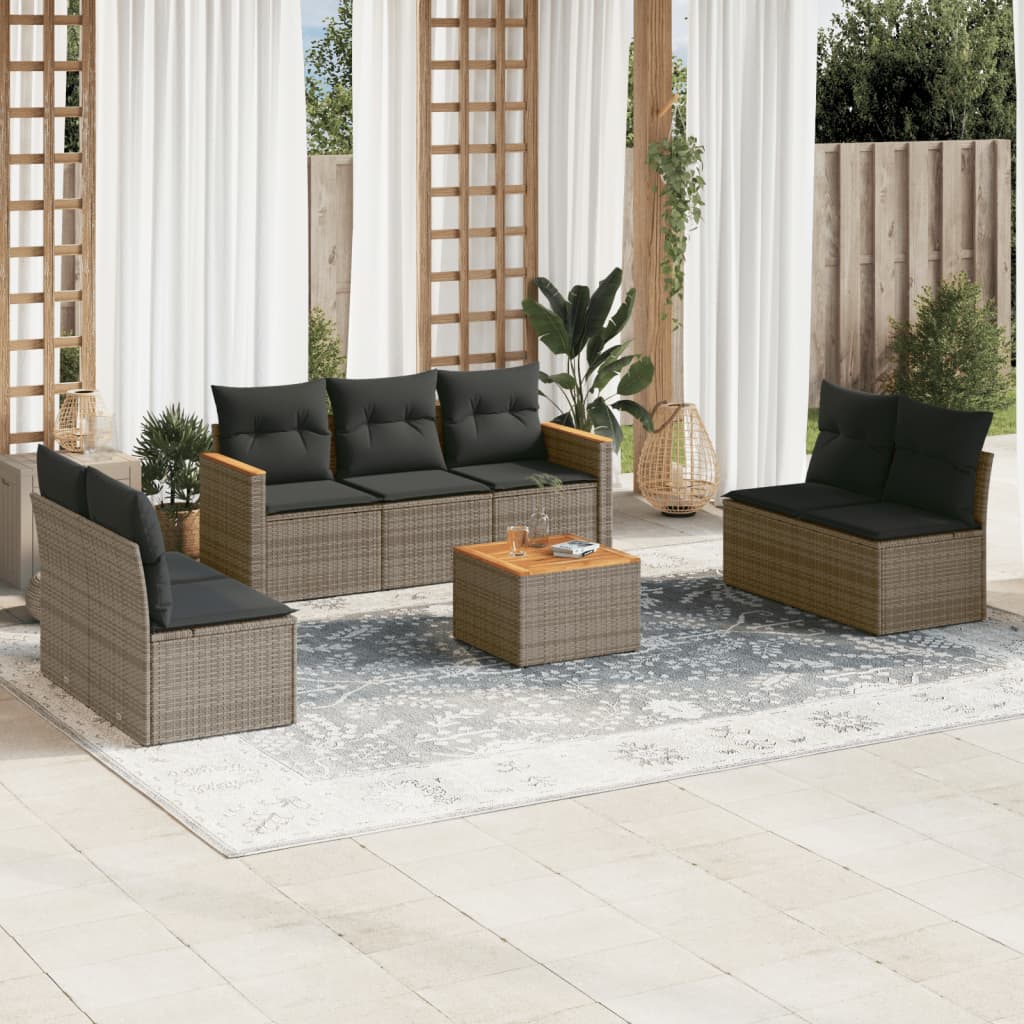 8-delige Loungeset met kussens poly rattan grijs is nu te koop bij PeponiXL, paradijselijk wonen!
