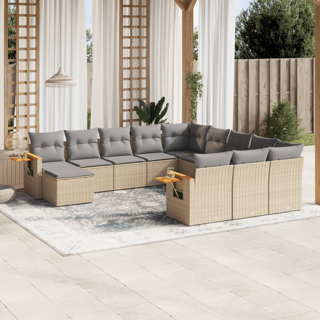 11-delige Tuinset met kussens poly rattan beige is nu te koop bij PeponiXL, paradijselijk wonen!