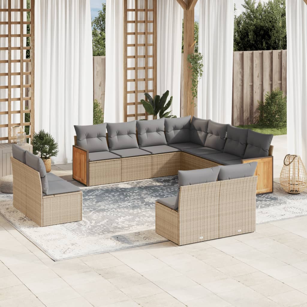 11-delige Tuinset met kussens poly rattan beige is nu te koop bij PeponiXL, paradijselijk wonen!