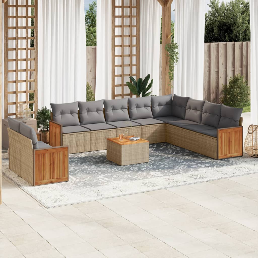 11-delige Tuinset met kussens poly rattan beige is nu te koop bij PeponiXL, paradijselijk wonen!