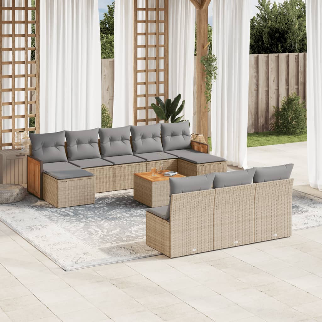 11-delige Tuinset met kussens poly rattan beige is nu te koop bij PeponiXL, paradijselijk wonen!
