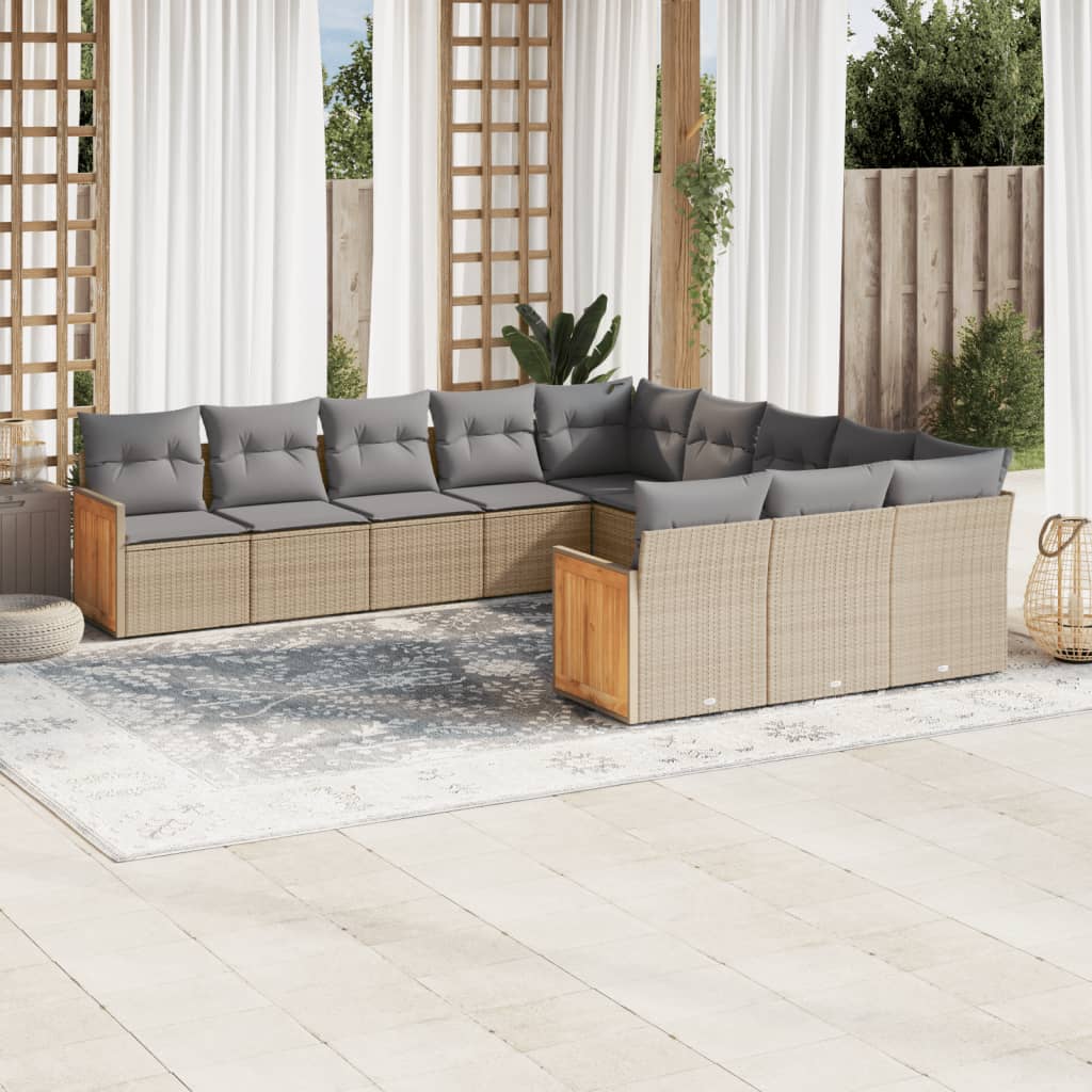 11-delige Tuinset met kussens poly rattan beige is nu te koop bij PeponiXL, paradijselijk wonen!