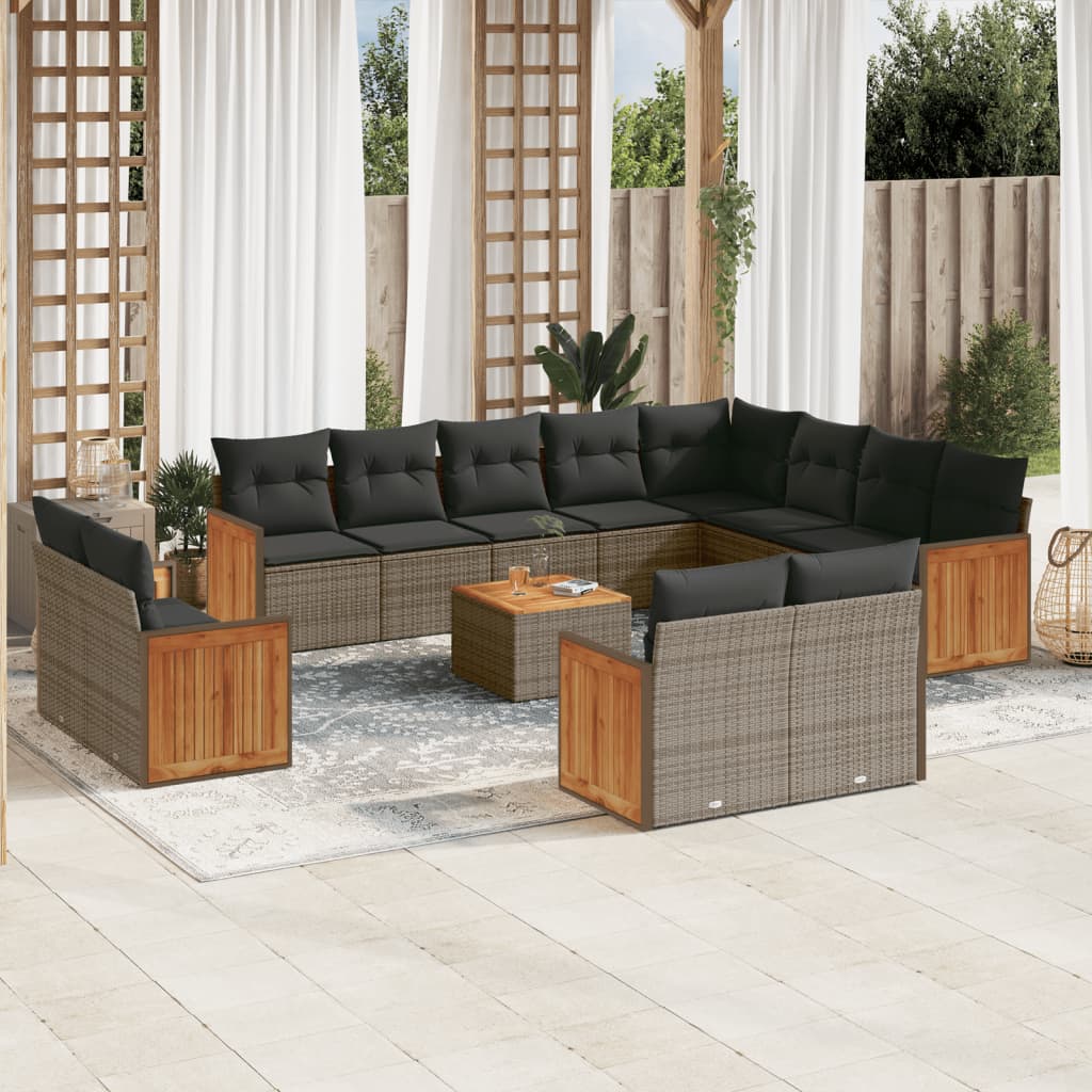 13-delige Loungeset met kussens poly rattan grijs is nu te koop bij PeponiXL, paradijselijk wonen!