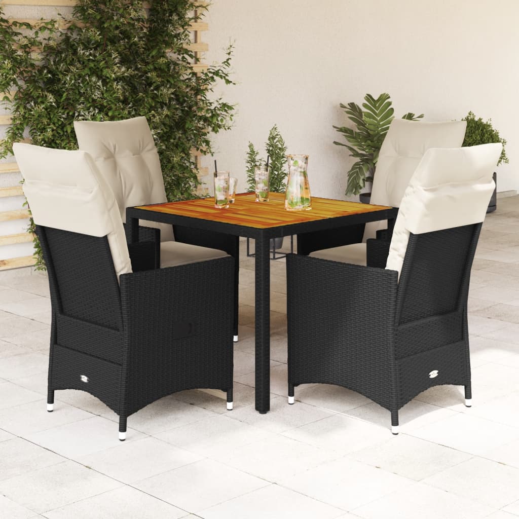 5-delige Tuinset met kussens poly rattan zwart is nu te koop bij PeponiXL, paradijselijk wonen!