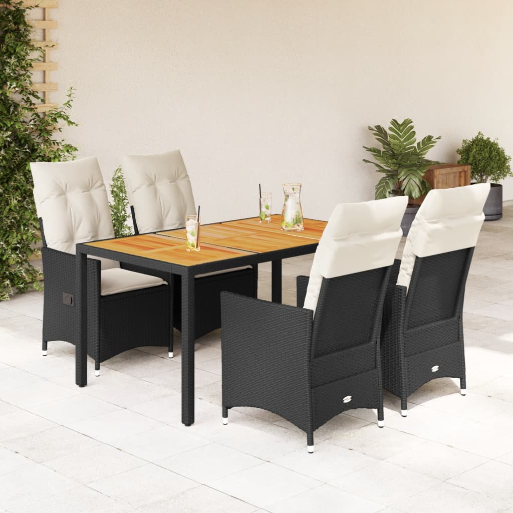 5-delige Tuinset met kussens poly rattan zwart is nu te koop bij PeponiXL, paradijselijk wonen!