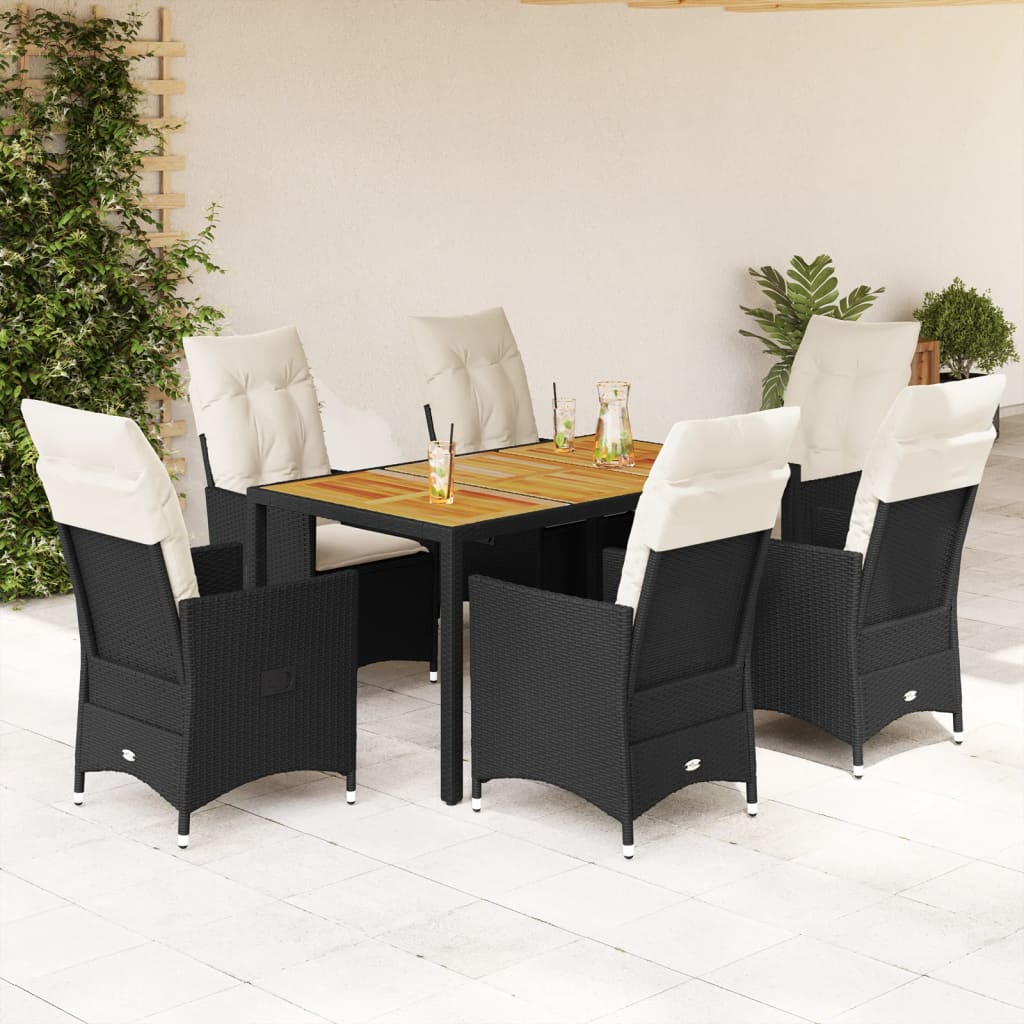 7-delige Tuinset met kussens poly rattan zwart is nu te koop bij PeponiXL, paradijselijk wonen!