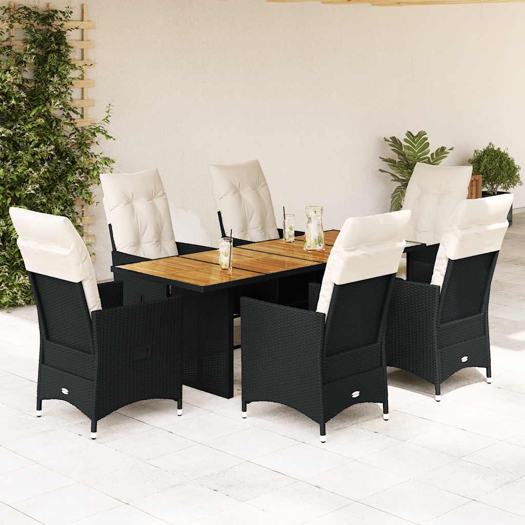 7-delige Tuinset met kussens poly rattan zwart is nu te koop bij PeponiXL, paradijselijk wonen!