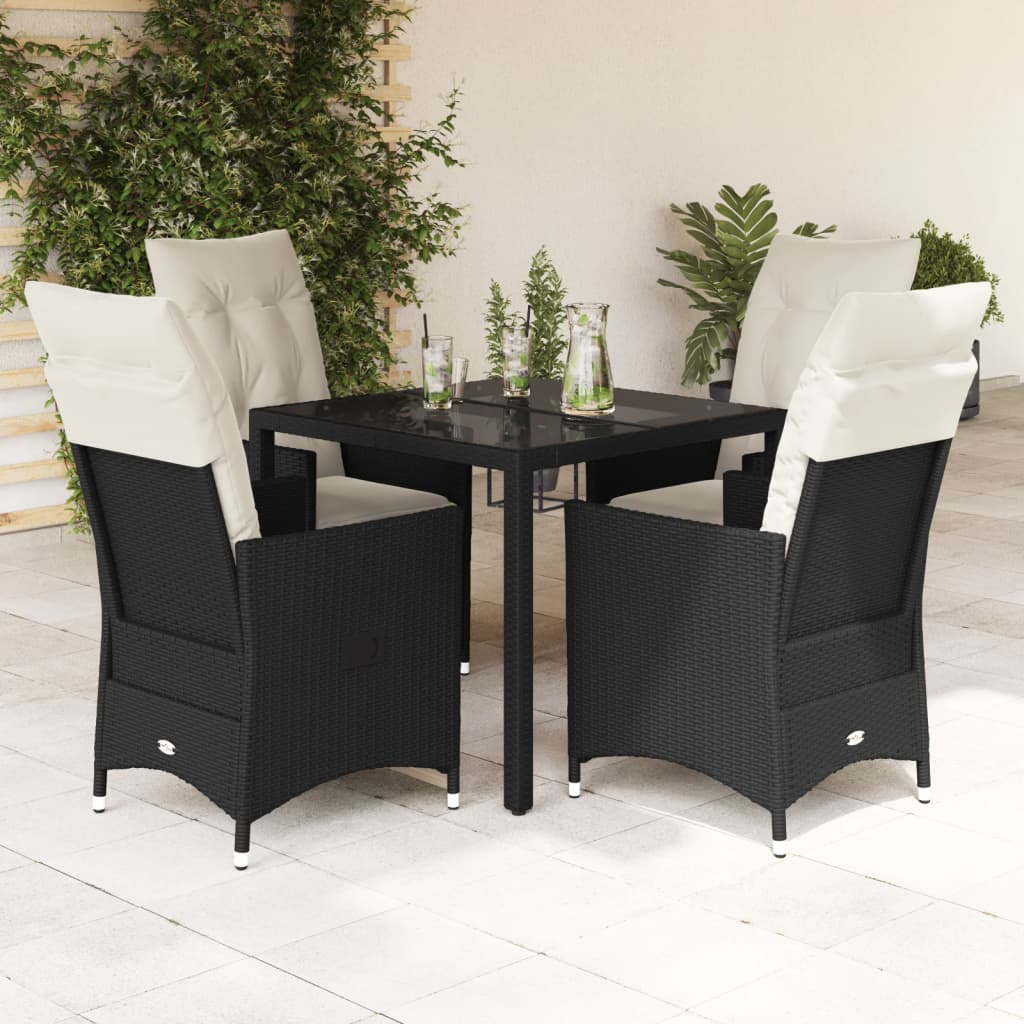 5-delige Tuinset met kussens poly rattan zwart is nu te koop bij PeponiXL, paradijselijk wonen!