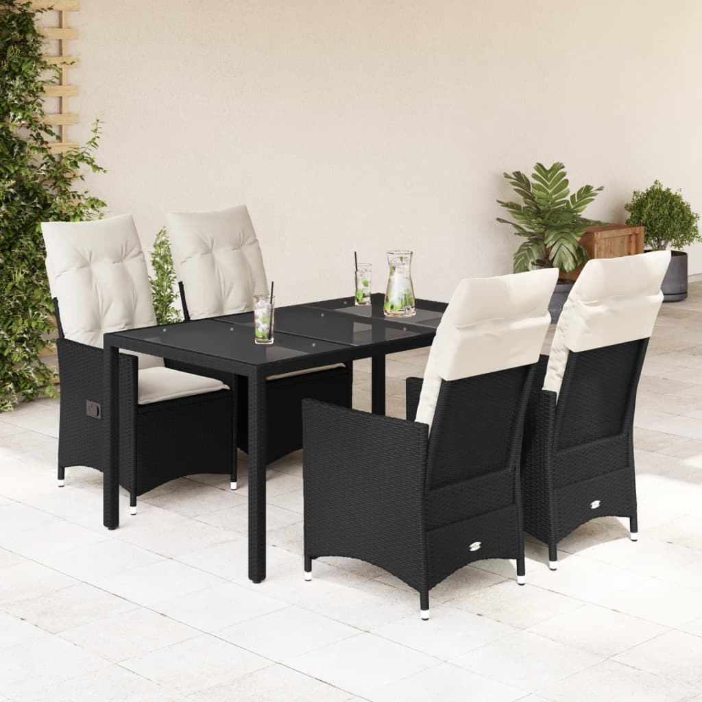 5-delige Tuinset met kussens poly rattan zwart is nu te koop bij PeponiXL, paradijselijk wonen!