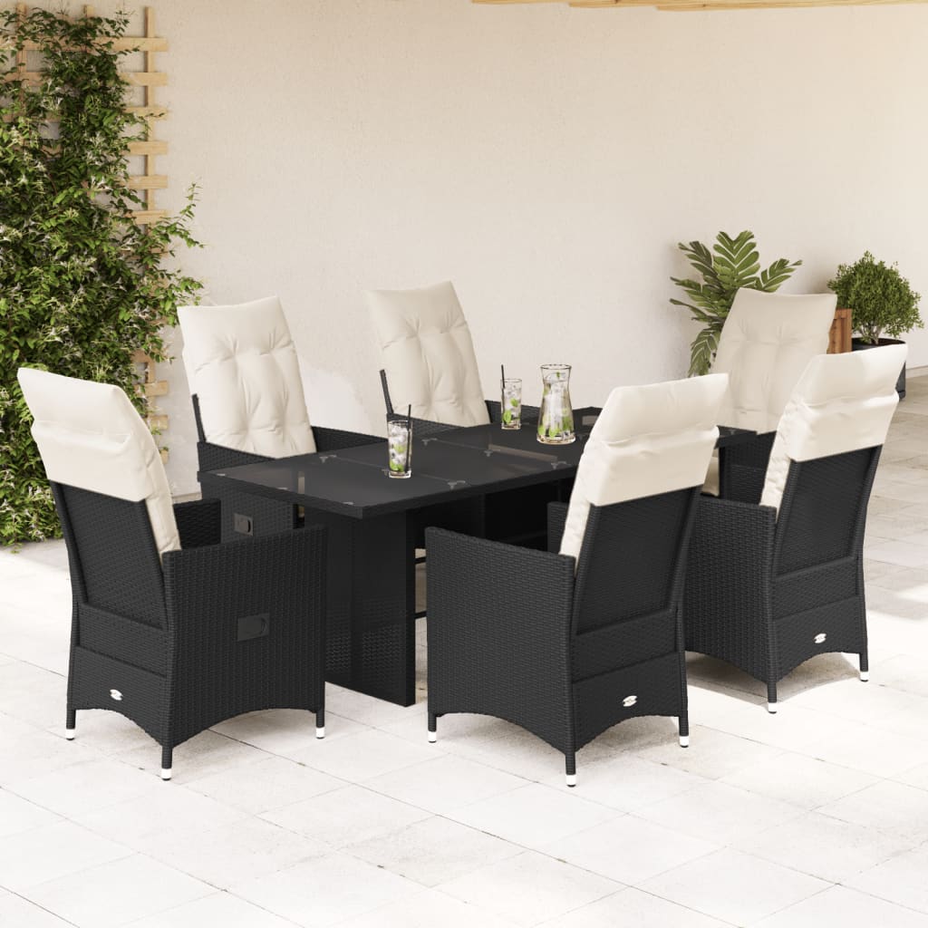 7-delige Tuinset met kussens poly rattan zwart is nu te koop bij PeponiXL, paradijselijk wonen!