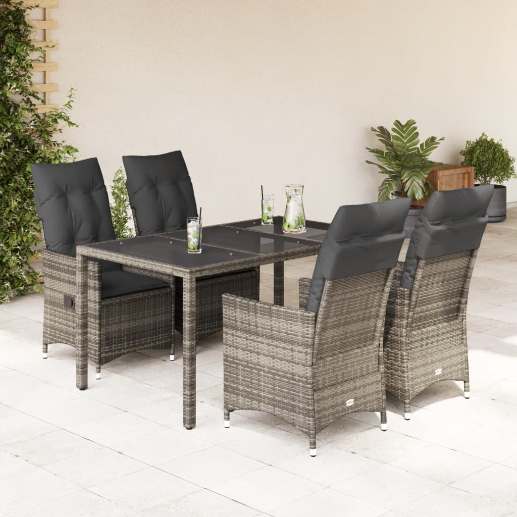 5-delige Tuinset met kussens poly rattan grijs is nu te koop bij PeponiXL, paradijselijk wonen!