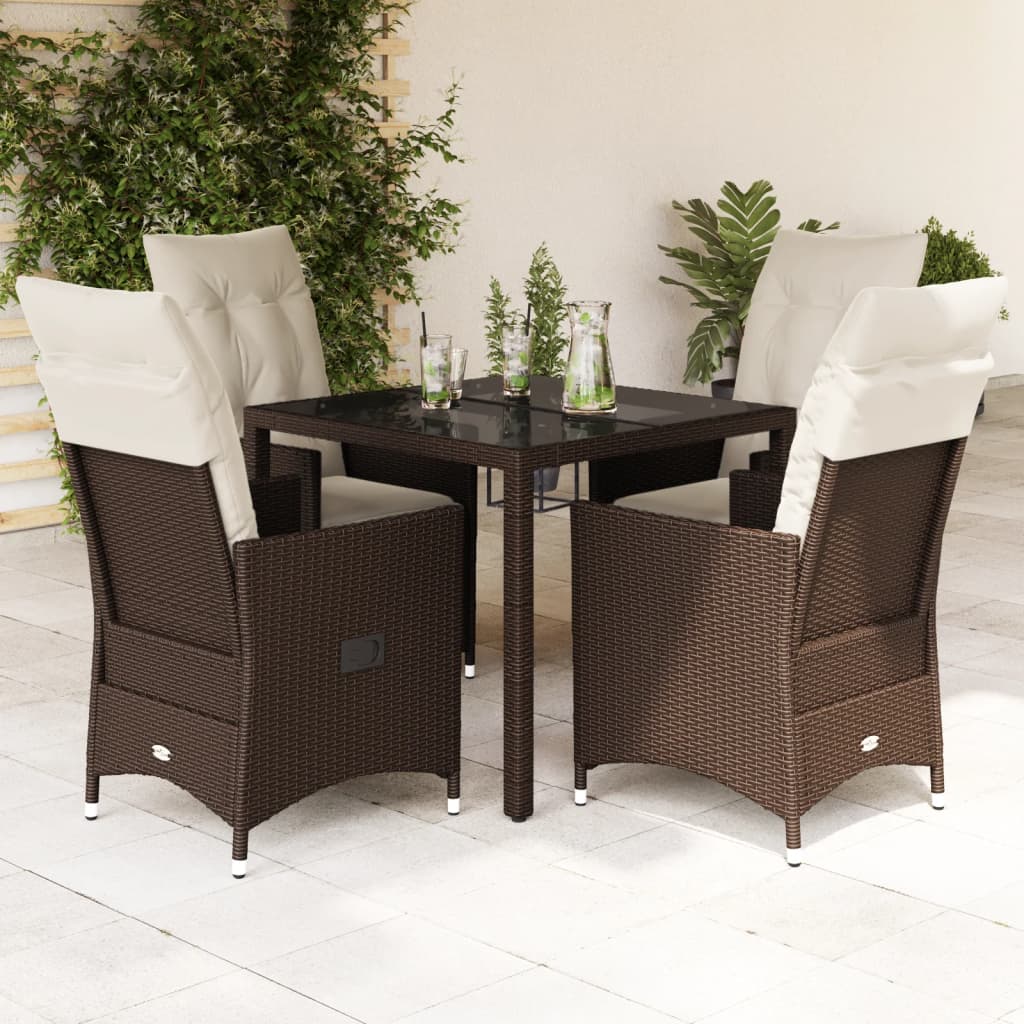 5-delige Tuinset met kussens poly rattan bruin is nu te koop bij PeponiXL, paradijselijk wonen!