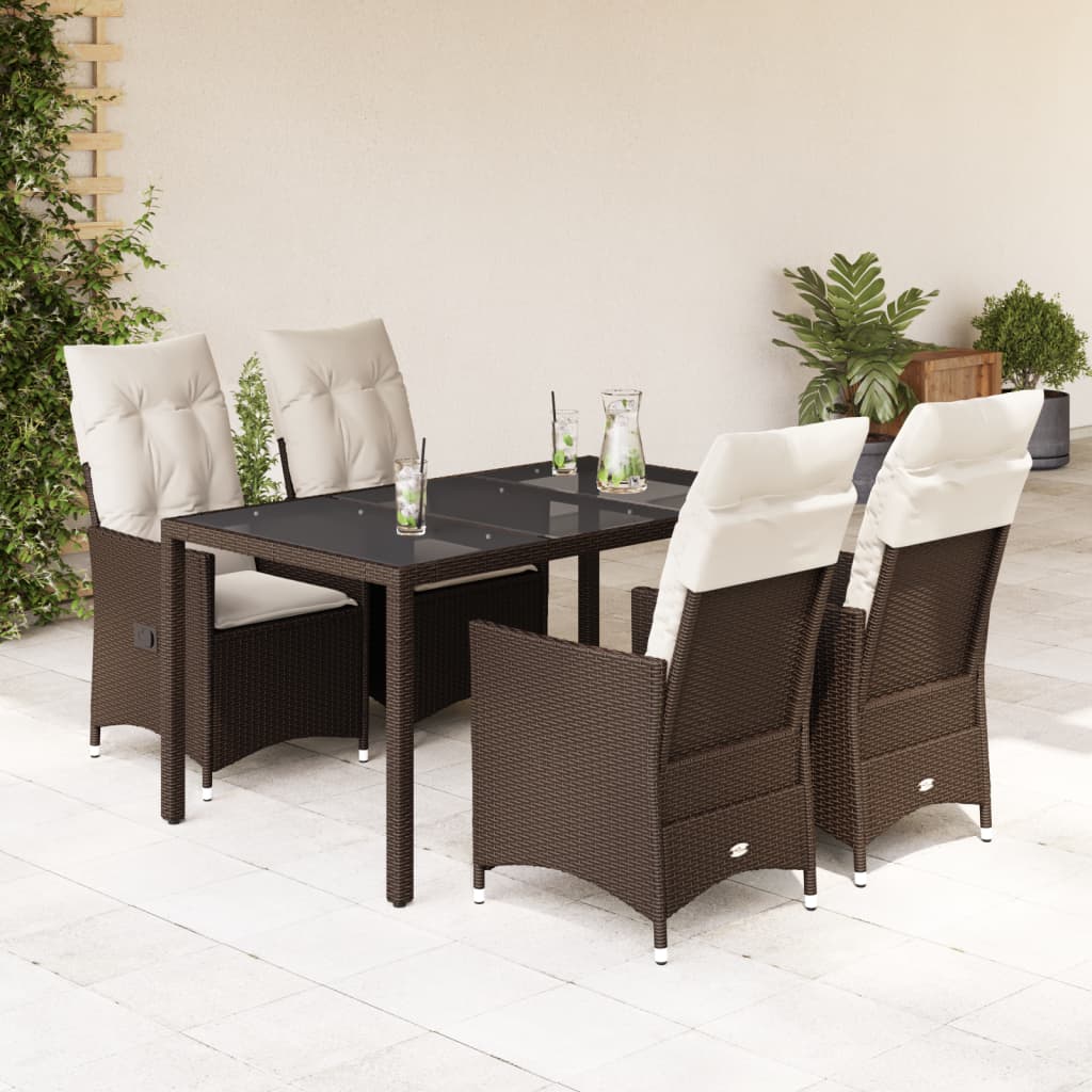 5-delige Tuinset met kussens poly rattan bruin is nu te koop bij PeponiXL, paradijselijk wonen!