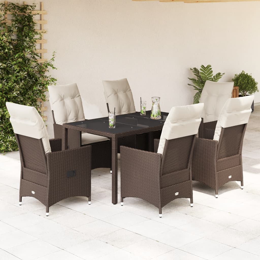 7-delige Tuinset met kussens poly rattan bruin is nu te koop bij PeponiXL, paradijselijk wonen!