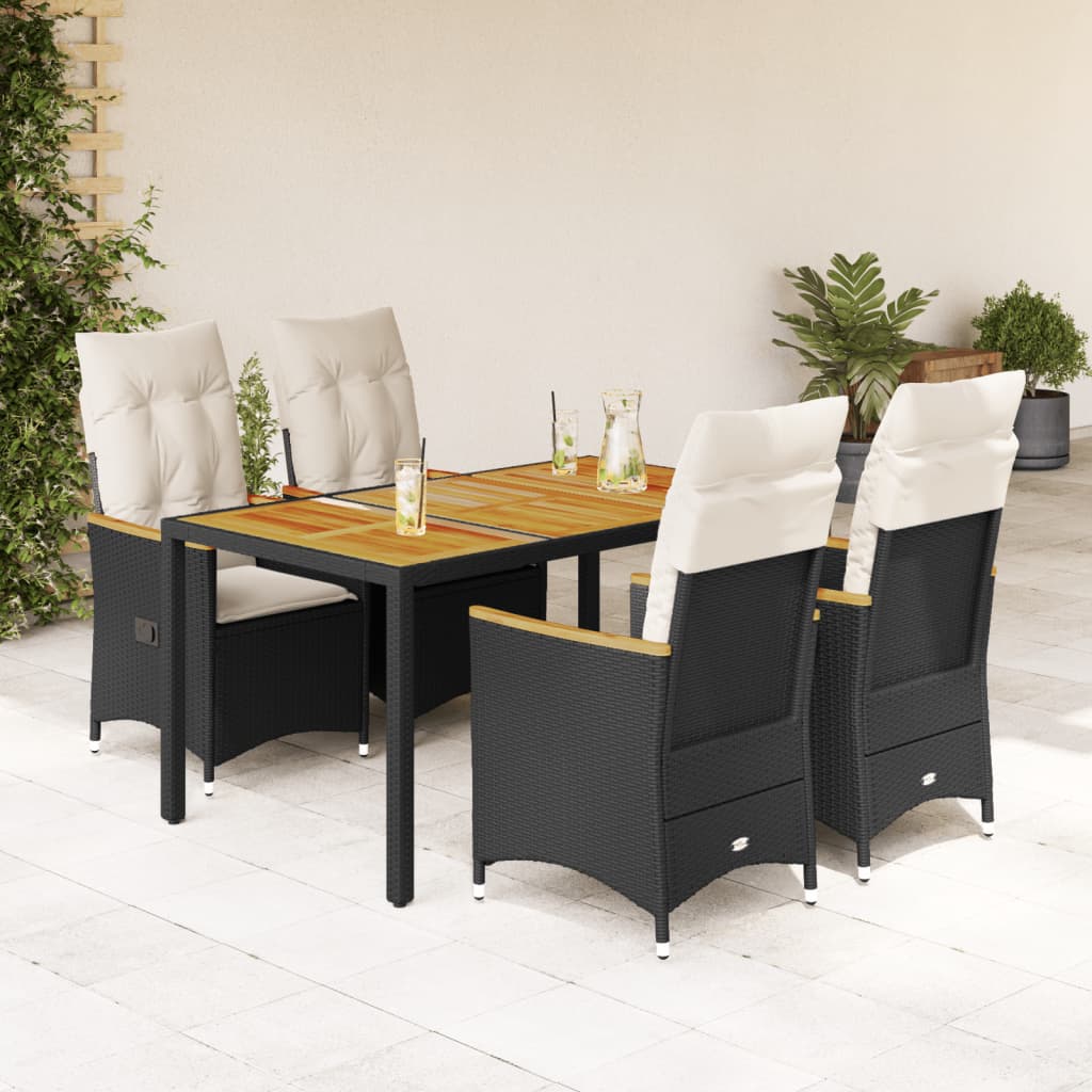 5-delige Tuinset met kussens poly rattan zwart is nu te koop bij PeponiXL, paradijselijk wonen!