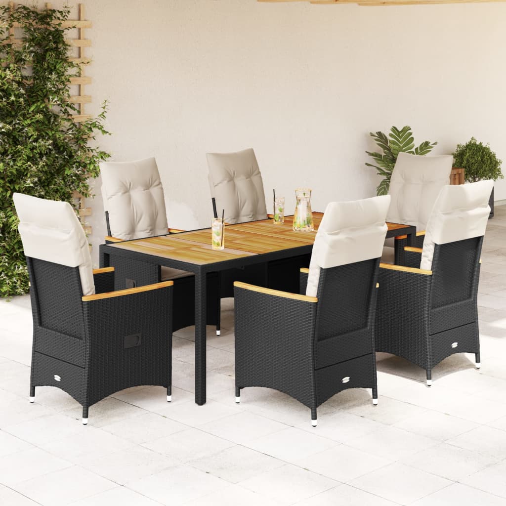7-delige Tuinset met kussens poly rattan zwart is nu te koop bij PeponiXL, paradijselijk wonen!