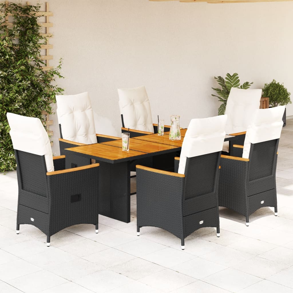 7-delige Tuinset met kussens poly rattan zwart is nu te koop bij PeponiXL, paradijselijk wonen!