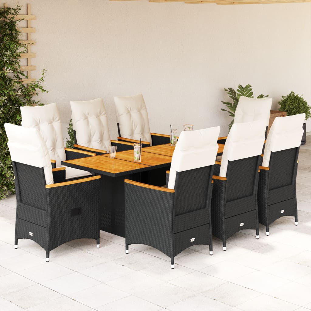 9-delige Tuinset poly rattan zwart is nu te koop bij PeponiXL, paradijselijk wonen!