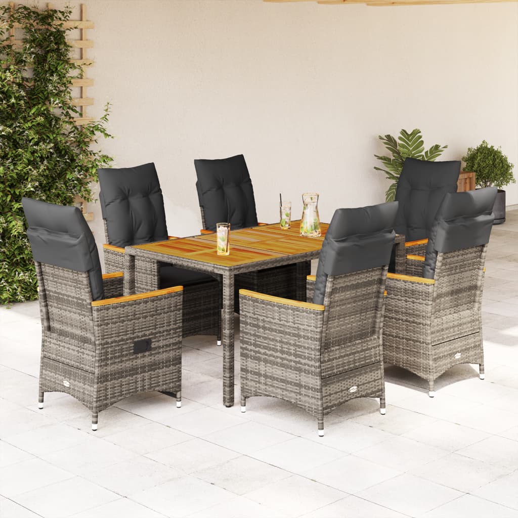 7-delige Tuinset met kussens poly rattan grijs is nu te koop bij PeponiXL, paradijselijk wonen!