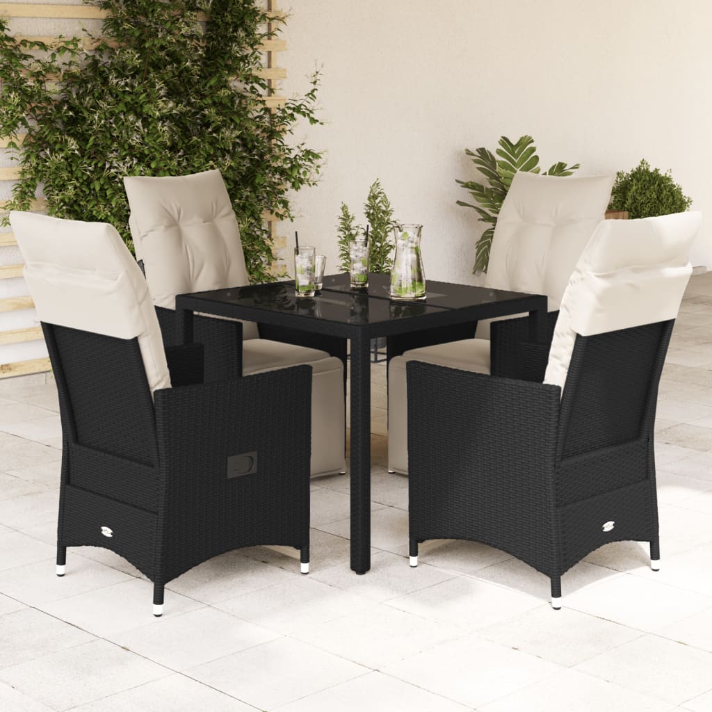 5-delige Tuinset met kussens poly rattan zwart is nu te koop bij PeponiXL, paradijselijk wonen!