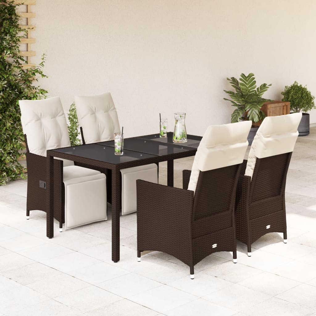 5-delige Bistroset met kussens poly rattan bruin is nu te koop bij PeponiXL, paradijselijk wonen!