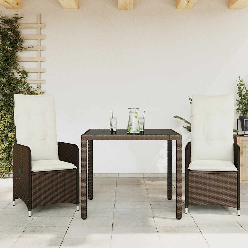 3-delige Bistroset met kussens poly rattan bruin is nu te koop bij PeponiXL, paradijselijk wonen!