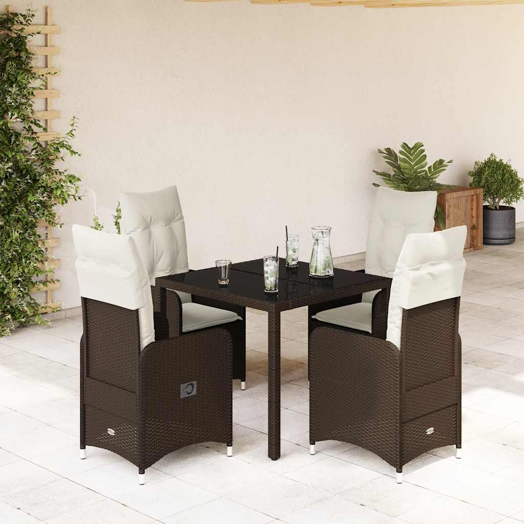 5-delige Bistroset met kussens poly rattan bruin is nu te koop bij PeponiXL, paradijselijk wonen!