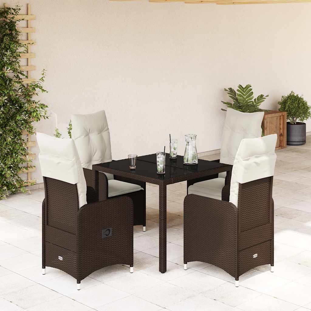 5-delige Bistroset met kussens poly rattan bruin is nu te koop bij PeponiXL, paradijselijk wonen!