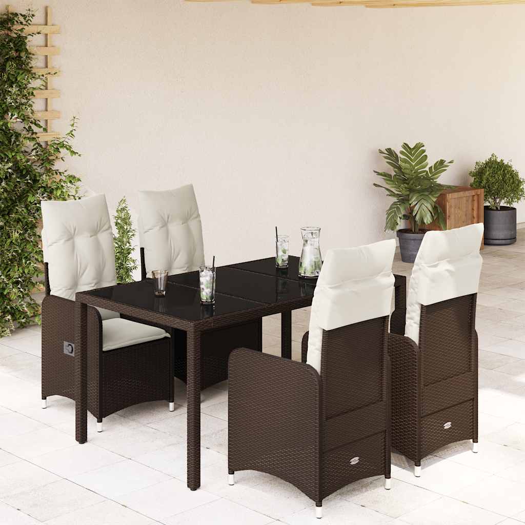 5-delige Bistroset met kussens poly rattan bruin is nu te koop bij PeponiXL, paradijselijk wonen!