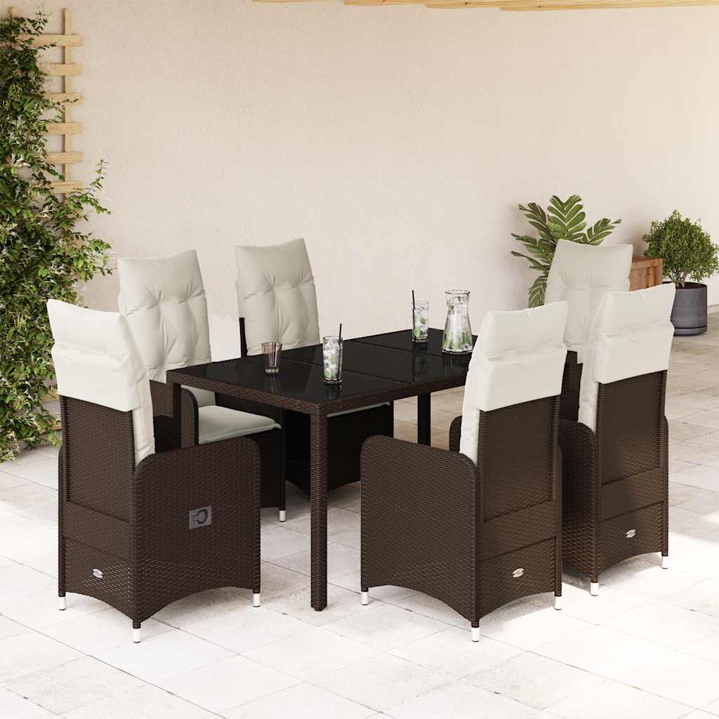 7-delige Bistroset met kussens poly rattan bruin is nu te koop bij PeponiXL, paradijselijk wonen!