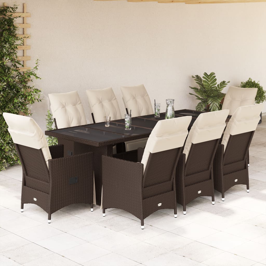 9-delige Bistroset met kussens poly rattan bruin is nu te koop bij PeponiXL, paradijselijk wonen!