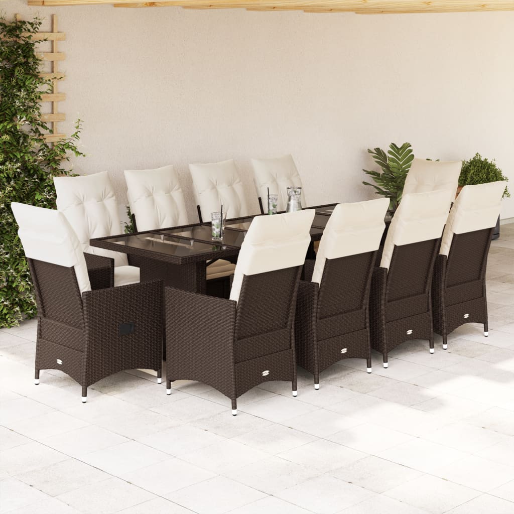 11-delige Bistroset met kussens poly rattan bruin is nu te koop bij PeponiXL, paradijselijk wonen!
