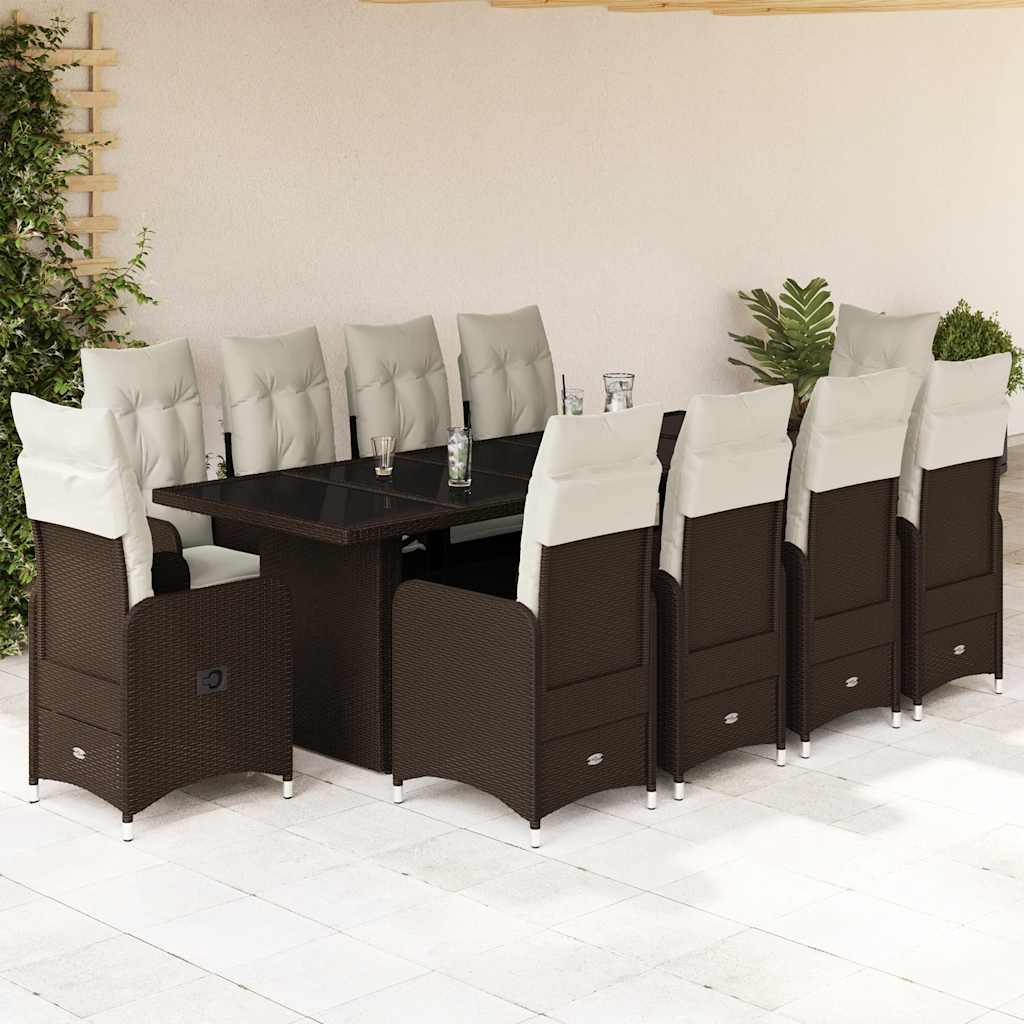 11-delige Bistroset met kussens poly rattan bruin is nu te koop bij PeponiXL, paradijselijk wonen!