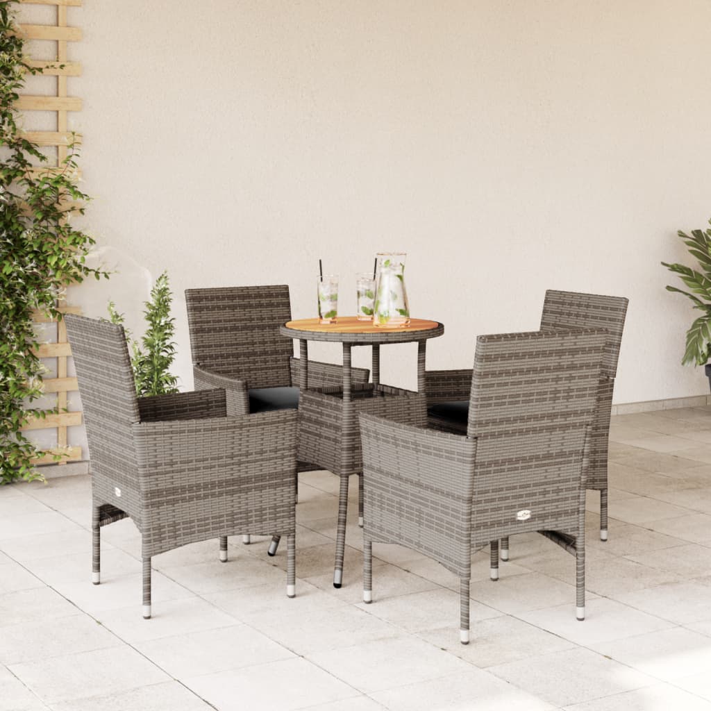 5-delige Loungeset met kussens poly rattan en acaciahout grijs is nu te koop bij PeponiXL, paradijselijk wonen!