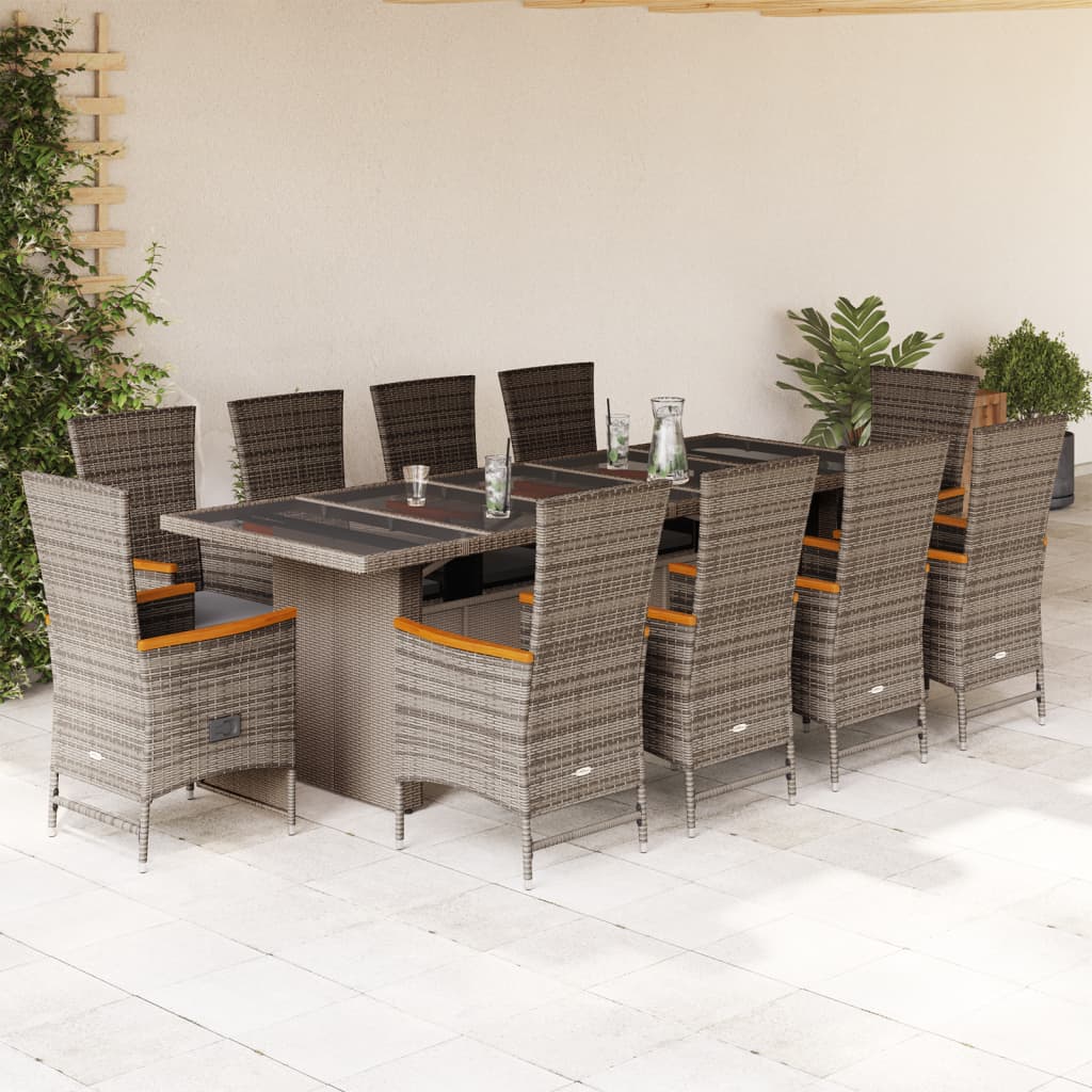 11-delige Tuinset met kussens poly rattan grijs is nu te koop bij PeponiXL, paradijselijk wonen!