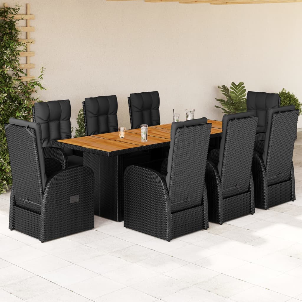 9-delige Tuinset poly rattan zwart is nu te koop bij PeponiXL, paradijselijk wonen!