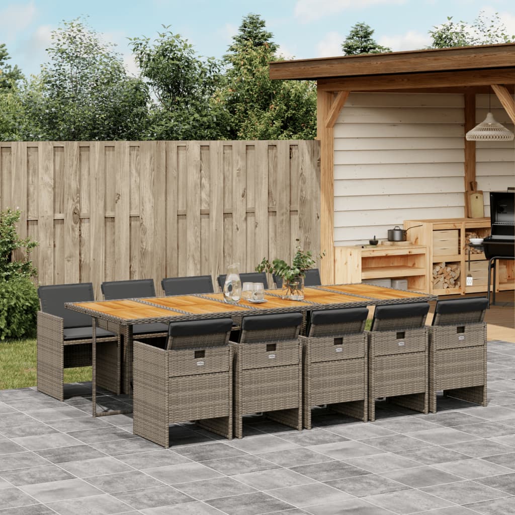 11-delige Tuinset met kussens poly rattan grijs is nu te koop bij PeponiXL, paradijselijk wonen!