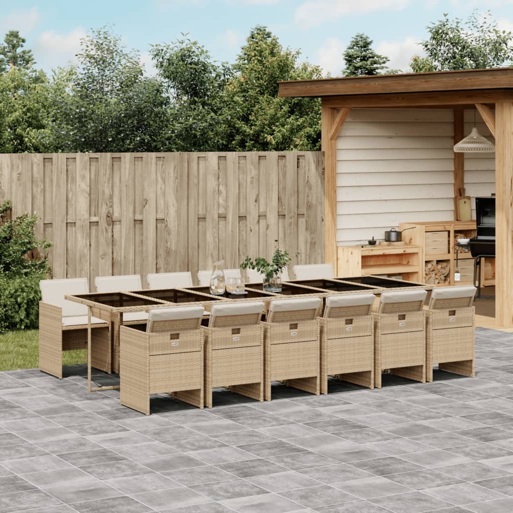 13-delige Tuinset met kussens poly rattan beige is nu te koop bij PeponiXL, paradijselijk wonen!