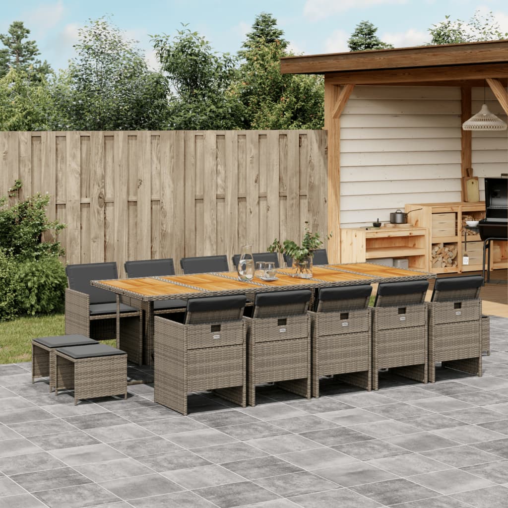 15-delige Tuinset met kussens poly rattan grijs is nu te koop bij PeponiXL, paradijselijk wonen!