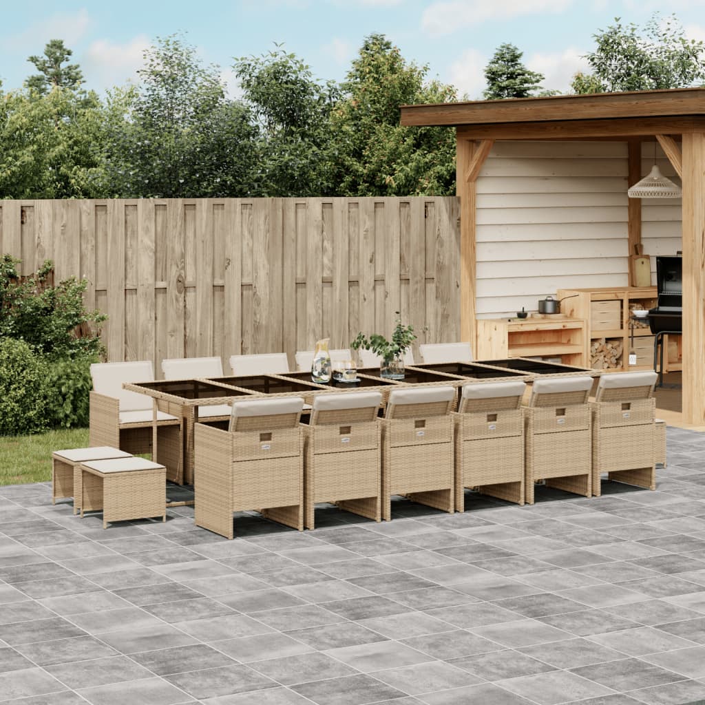 17-delige Tuinset met kussens poly rattan beige is nu te koop bij PeponiXL, paradijselijk wonen!