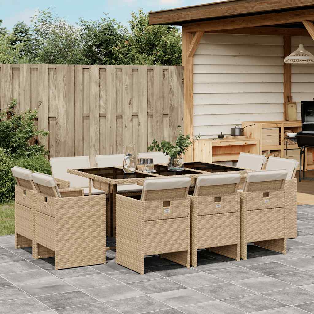 11-delige Tuinset met kussens poly rattan beige is nu te koop bij PeponiXL, paradijselijk wonen!