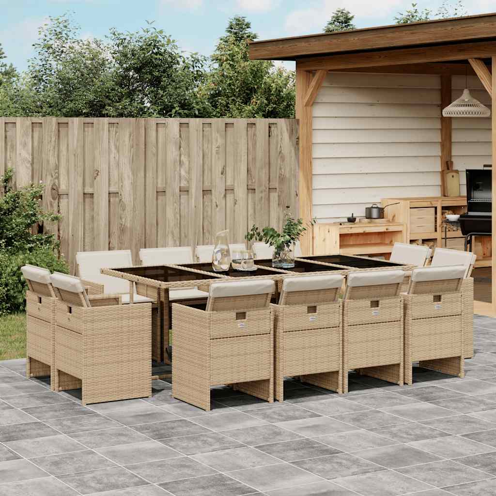 13-delige Tuinset met kussens poly rattan beige is nu te koop bij PeponiXL, paradijselijk wonen!
