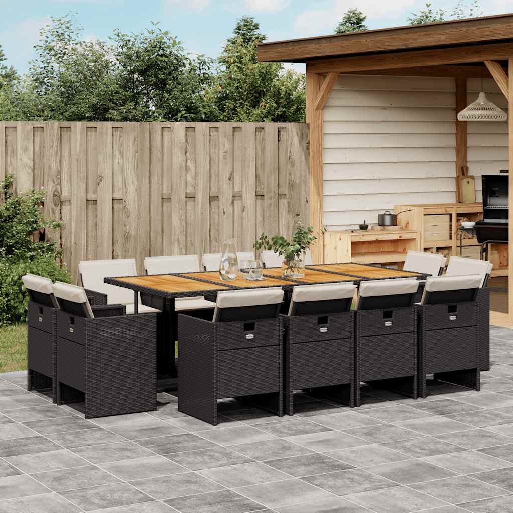 13-delige Tuinset met kussens poly rattan zwart is nu te koop bij PeponiXL, paradijselijk wonen!