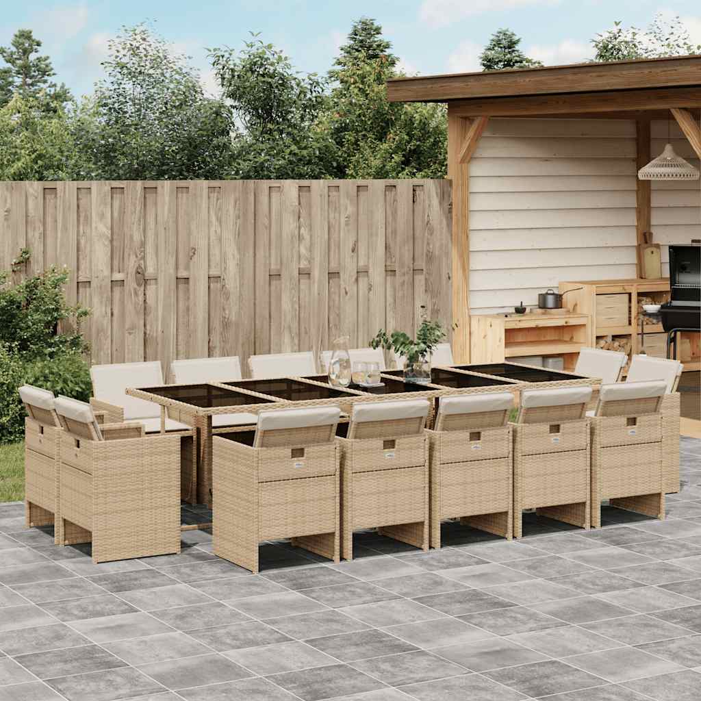 15-delige Tuinset met kussens poly rattan beige is nu te koop bij PeponiXL, paradijselijk wonen!