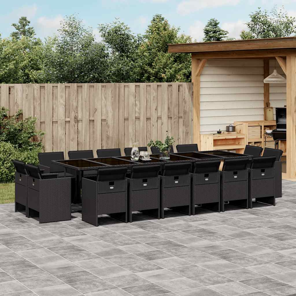 17-delige Tuinset met kussens poly rattan zwart is nu te koop bij PeponiXL, paradijselijk wonen!