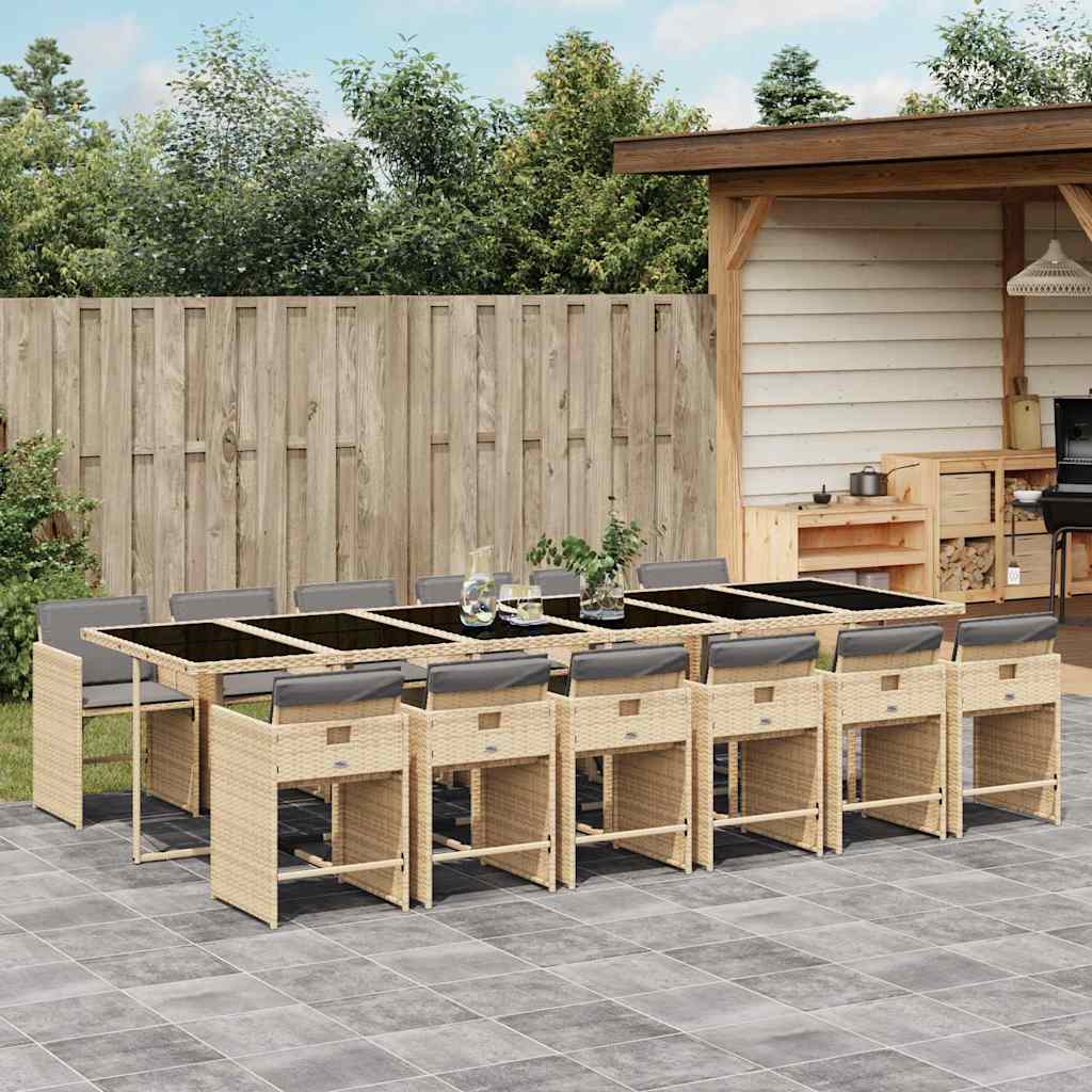 13-delige Tuinset met kussens poly rattan gemengd beige is nu te koop bij PeponiXL, paradijselijk wonen!