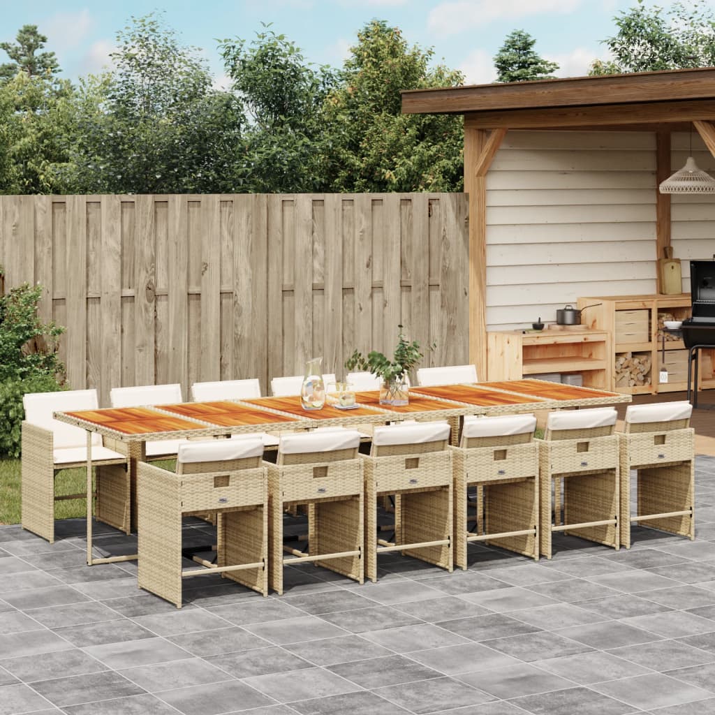 13-delige Tuinset met kussens poly rattan beige is nu te koop bij PeponiXL, paradijselijk wonen!