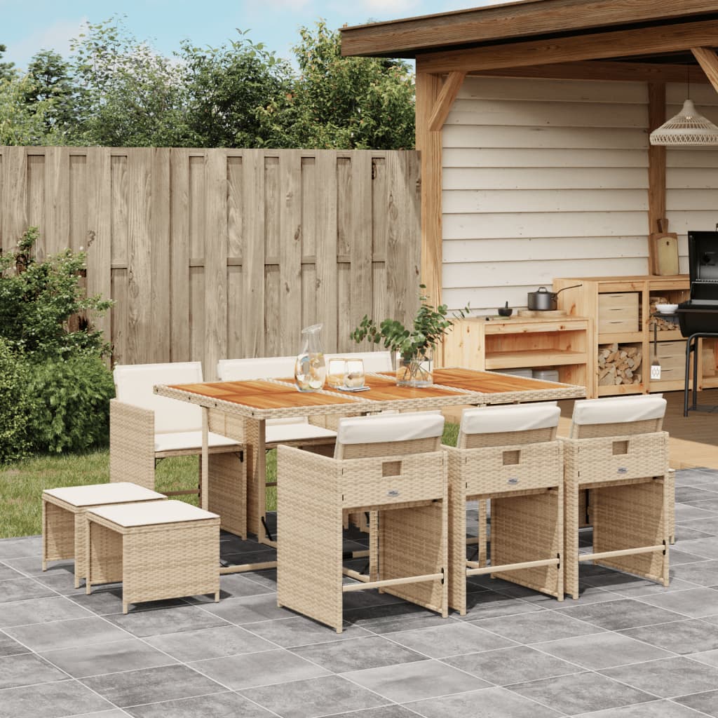 11-delige Tuinset met kussens poly rattan beige is nu te koop bij PeponiXL, paradijselijk wonen!