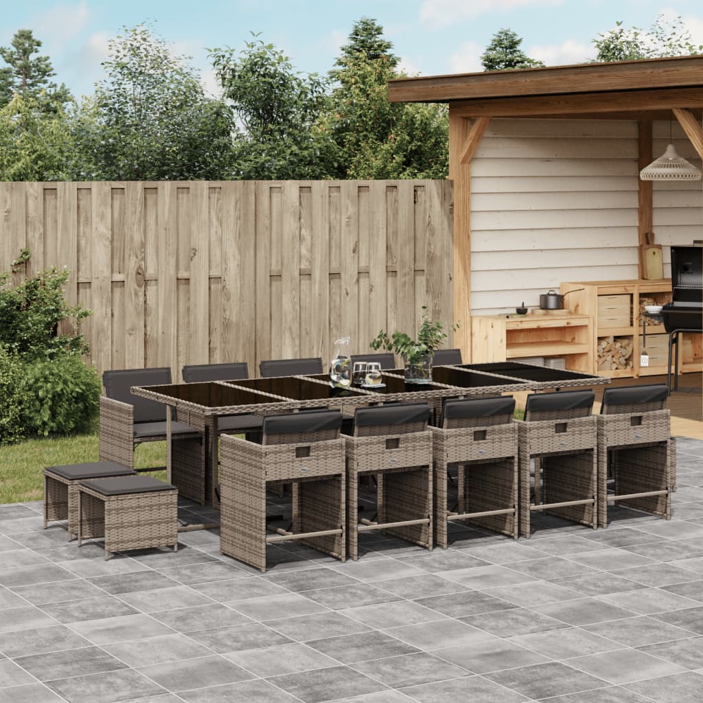 15-delige Tuinset met kussens poly rattan grijs is nu te koop bij PeponiXL, paradijselijk wonen!