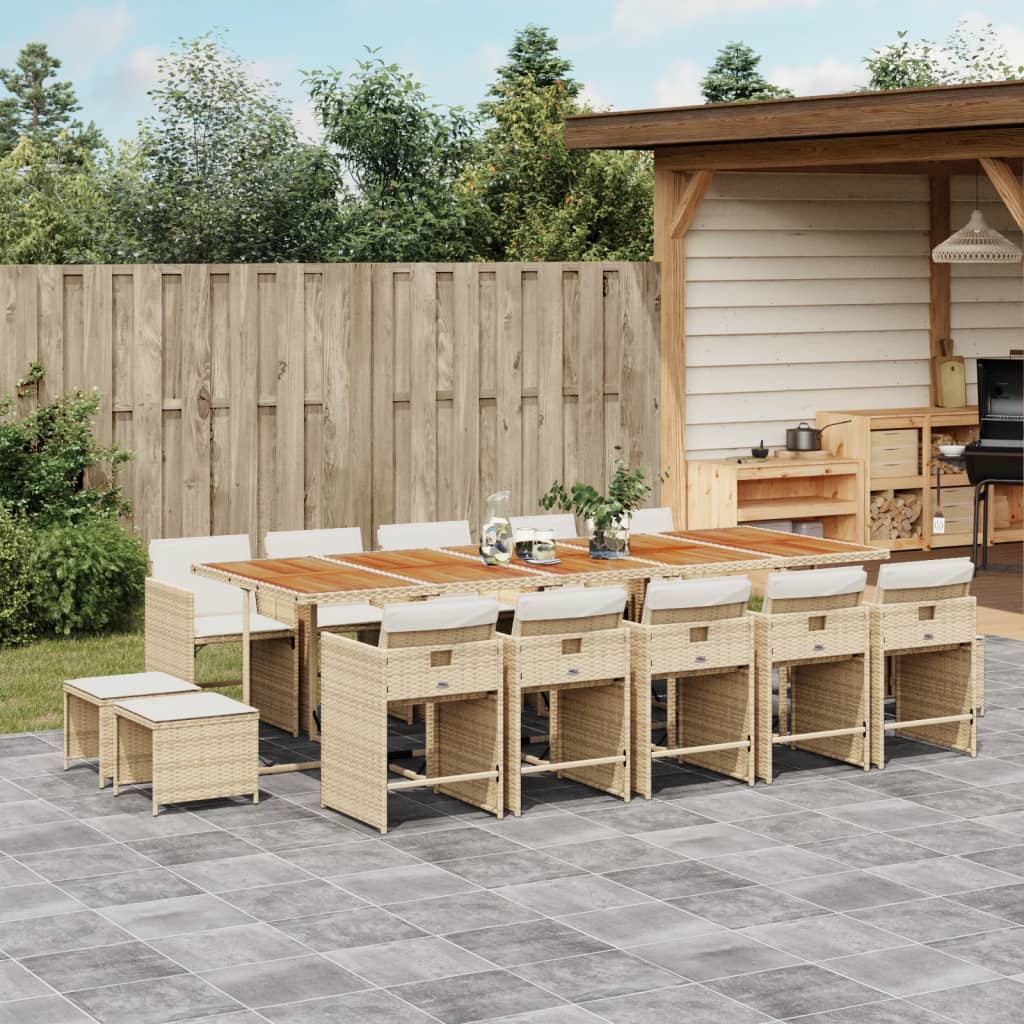 15-delige Tuinset met kussens poly rattan beige is nu te koop bij PeponiXL, paradijselijk wonen!